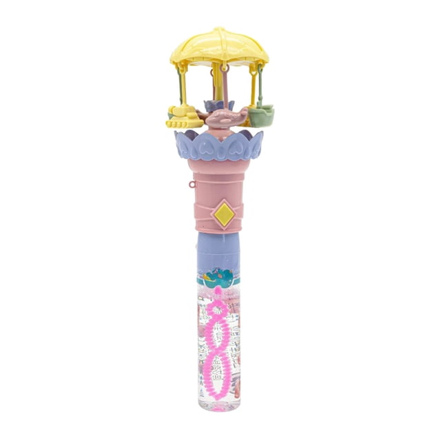 Yellow Kids Carousel Bubble Toy With Hand Crank And Rotating Lights For Outdoor And Indoor Entertainment