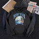thumbnail image 3 of Gibobby Sudaderas largas con capucha Sudadera con capucha para mujer, estampado informal, manga larga, cuello redondo, bolsillo, , parte superior （Negro， L), 3 of 3