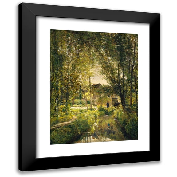 Charles François Daubigny 11x14 Black Modern Framed Museum Art Print Titled - Landscape with a Sunlit Stream (ca. 1877)