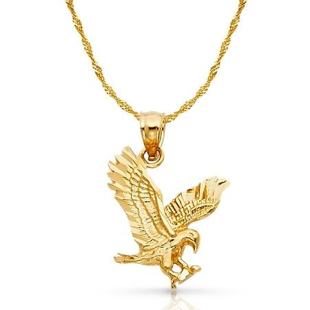 Ioka 14k Yellow Gold Eagle Charm Pendant With 12mm
