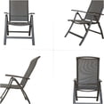 thumbnail image 2 of JERFIT 2-Pack High Back Reclining Patio Chairs, Foldable Aluminum Outdoor Lounge Chairs with Textilene Mesh & Adjustable Backrest for Lawn, Porch, Balcony, Dark Brown, 2 of 6