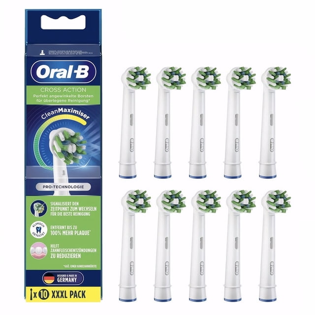 10 Cabezales Repuesto para Cepillo Dientes Clean Maximiser Aptos Cross Action