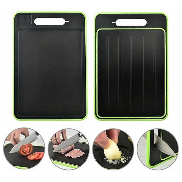 4 in 1 Cutting Board Defroster Knife Sharpener, Kitchen Double Sided Chopping Board Meat Defroting Tray Fast Thaw, As Seen on TV