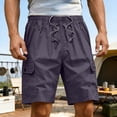 thumbnail image 2 of Men's Casual Sports Elastic Waist Drawstring Pocket Workwear Shorts, Athletic Joggers Cargo Shorts, Quick Dry Lightweight Summer Workout Shorts for Gym Running Hiking, | AKLJWH,Dark Gray M, 2 of 9