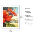 thumbnail image 2 of Hibiscus Beach Day - Waikiki Beach - Red Hibiscus - Vintage Hawaiian Travel Poster by Kerne Erickson - Fine Art Matte Paper Print (Unframed) 24x32in, 2 of 4