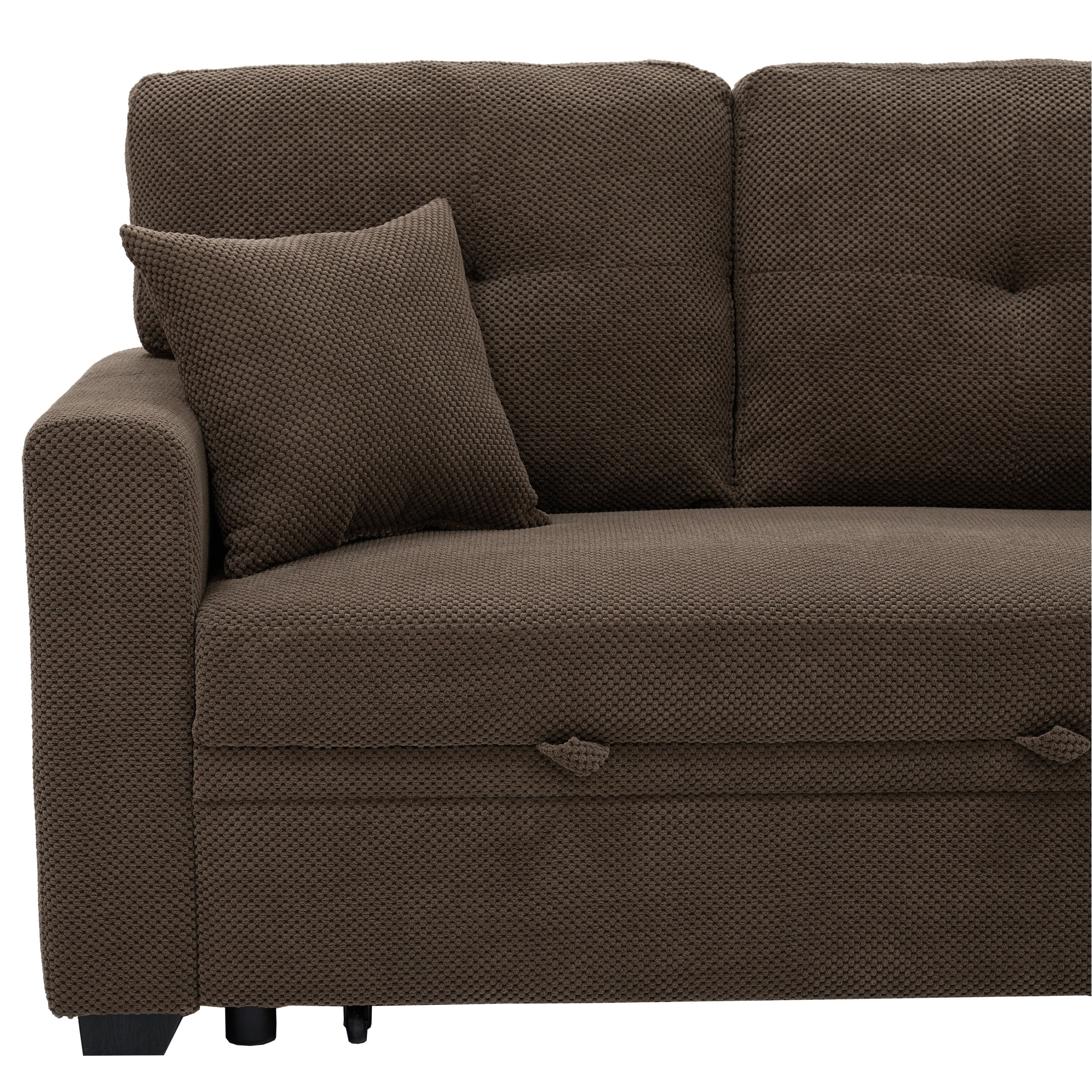 Noble House Sleeper Sectional Sofa with Pull-Out Bed, Reversible Storage Chaise, Coffee