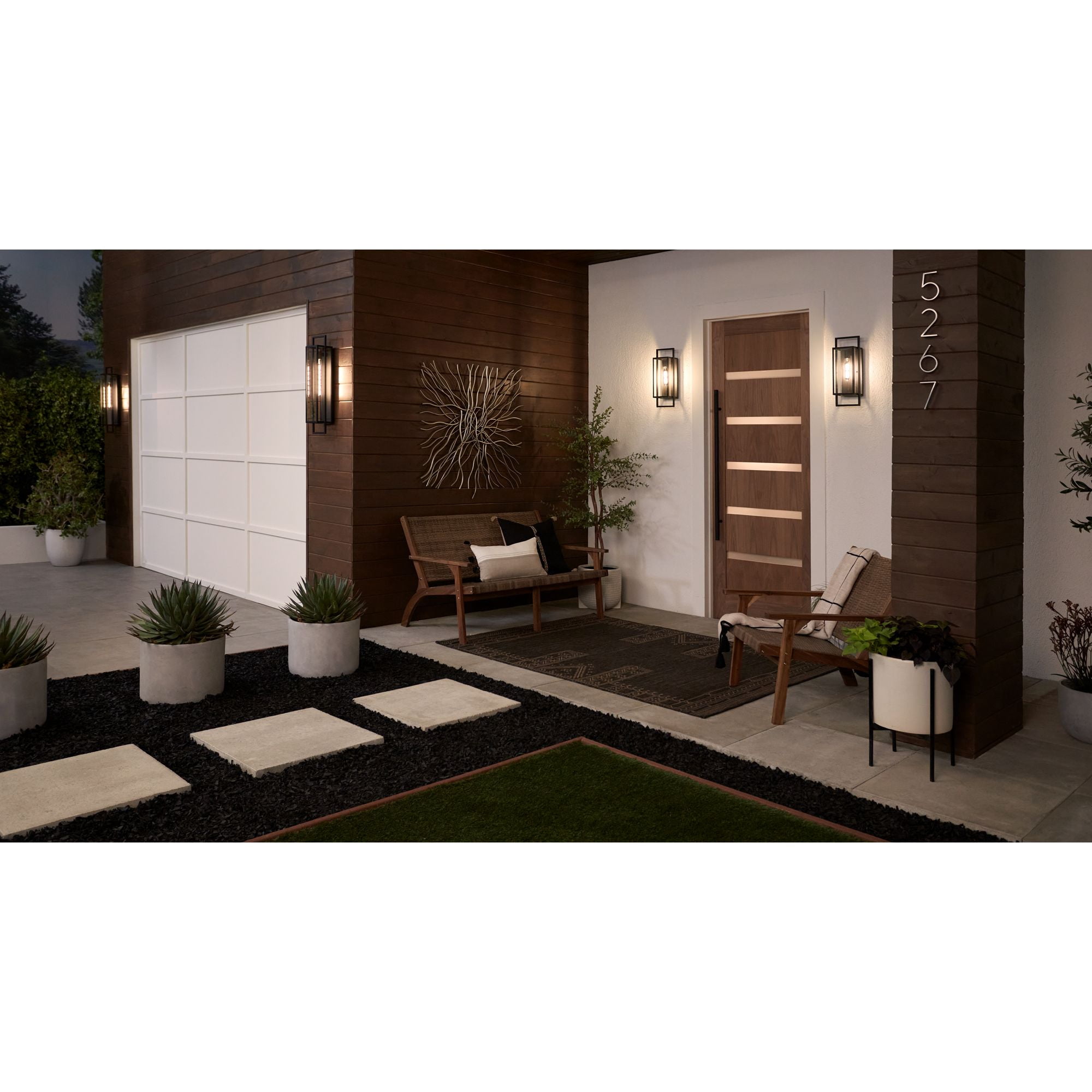 Possini Euro Design Jericho Modern Outdoor Wall Light Fixture Textured Black Metal 19" Clear Glass Panel for Post Exterior Barn Deck House Porch Yard