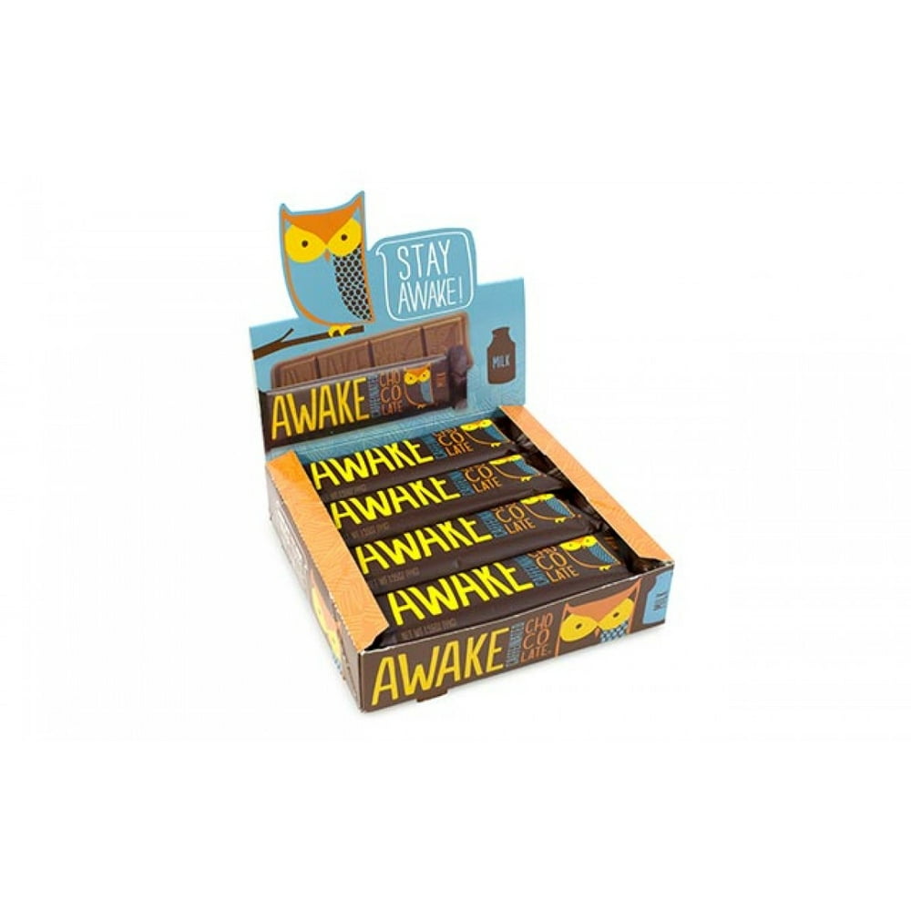 AWAKE Caffeinated Milk Chocolate Bars, 12 Count