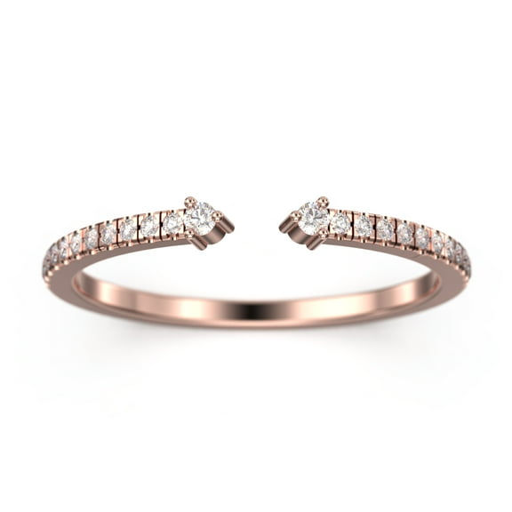 0.26ct Round Diamond Moissanite Open Cap Wedding Band 18K Rose Gold Over Silver