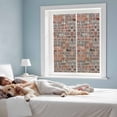 thumbnail image 3 of Window Privacy Film Red Brick Wall Stained Glass Window Film Decorative Sun Block Window Cover Vintage Farmhouse Stone Rocks Geometric Print Window Clings Static Sticker for Bathroom 19.6"x39.3", 3 of 7