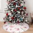 thumbnail image 5 of Rocae Swan And Flowers for Christmas Tree Skirt with Pom Pom Trim for Holiday Party for Holiday Home Decor Indoor Outdoor-48", 5 of 7