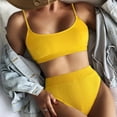 thumbnail image 1 of ylioge Womens Two Piece Swimsuits Tankini Ribbed Built in Removeable Bras Bikini Bathing Suits Ladies Solid High Waisted Swimsuit, 1 of 6