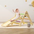 thumbnail image 1 of Set of 3, Pikler Triangle Foldable Wooden Climbing Triangle Ladder with Ramp for Sliding Climbing Indoor Kids Play Gym, 1 of 6