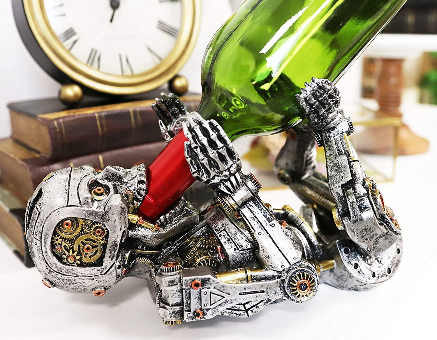 Ebros Hell Ghost Rider Skull Chopper Motorbike Wine Holder