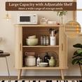 thumbnail image 3 of Xixini Sideboard Buffet Cabinet with Sliding Door, 31.5" Wide Fluted Modern Accent Cabinet with Adjustable Shelves, Wood Coffee Bar Buffet Console Table for Kitchen, Dining Room, Living Room, Oak, 3 of 16