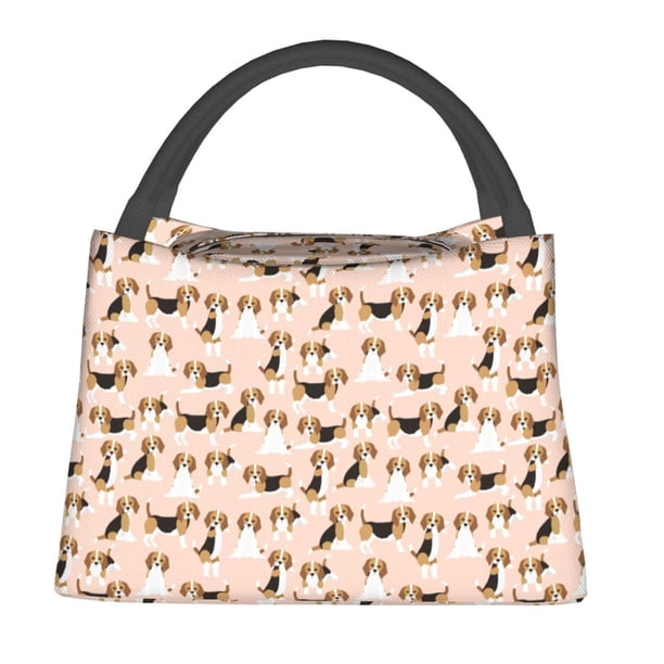 Easygdp Beagle Dog On Brown Bolsa de Almuerzo Insulada Reutilizable, Bolsa de Mano y Bandolera para Oficina, Trabajo, Viajes
