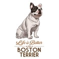 thumbnail image 3 of Boston Terrier, Life is Better, White Background (100% Cotton Canvas Reusable Tote Bag), 3 of 3