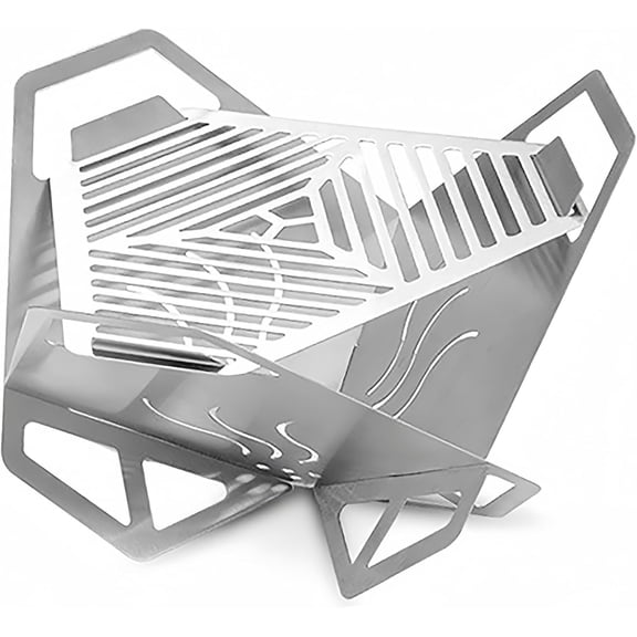 Portable Foldable Stainless Steel Mini Camp Grill, Tabletop BBQ Stove Fire Pit for Outdoor Camping Picnic Hiking, No Assembly Required