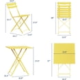 thumbnail image 3 of 2-Person Square Folding Bistro Table Set, Powder-Coated Steel Frame, Lemon Yellow Space-Saving Design with Compact Seating for Balcony Deck Porch Garden, 3 of 5
