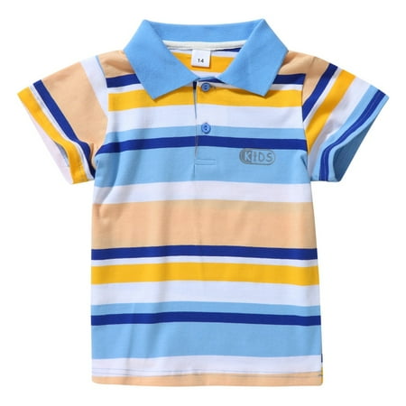 

Summer Kids Short Sleeve Stripe Polo Shirt Baby Boys Knitted Tshirt 2-7Y