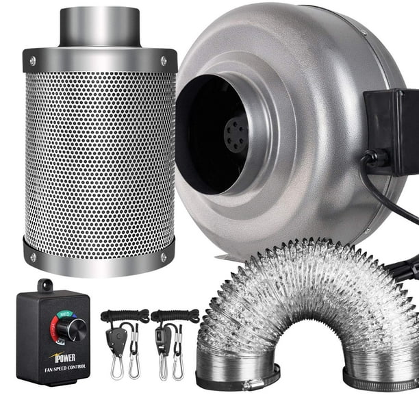 iPower 6 Inch 442 CFM Inline Fan Carbon Filter 8 Feet Ducting Combo