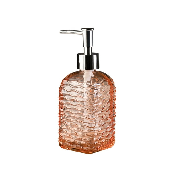 Dispensador de jabón de vidrio con diseño ondulado, capacidad de 350 ml, para jabón de manos, champú, gel de ducha, bomba de presión, contenedor rellenable, para baño y cocina.