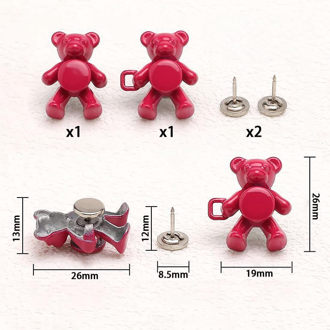 12 Set Bear Pant Waist Tightener, Adjustable Waist Buckle Set, Button Pins for Loose Jeans to Make Tighter, Button Adjuster for Pants, Jeans, Skirts, Sleeves