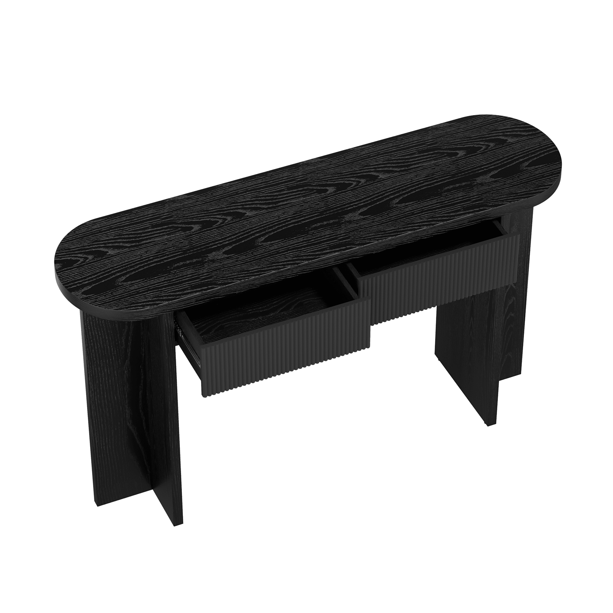 Mintazer 55" Fluted Console Table with 2 Drawers, Modern Entryway Tables with Storage, Sofa Table for Entryway Hallway Living Room, Black