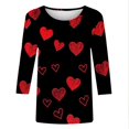 thumbnail image 5 of Kaondbfi Valentine Shirts for Women Love Heart Tshirt Valentine's Tee Shirt Casual Lover 3/4 Sleeve Sleeve Tops Surprise Gifts for Your Dear, 5 of 5
