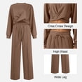 thumbnail image 5 of FIOPHY Womens 2 Piece Lounge Sets Twist Front Cropped Sweatshirt Wide Leg Sweatpant Fall Outfits Sweatsuit Tracksuit, 5 of 5