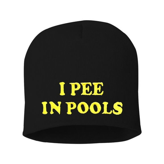 Adult I Pee In Pools Embroidered Knit Beanie Cap