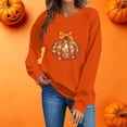 thumbnail image 7 of Fall Sweatshirts for Women Pumpkin Print Halloween/Thanksgiving Holiday Tops Crewneck Long Sleeve Pullover (S, Orange|Pumpkin), 7 of 7