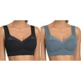 thumbnail image 1 of 2 Pack(Navy 1PCS & Black 1PCS) Multipack Compression Bra 1 Pieces Lace Bra Womens Bras Comfortable Support Plus Size Bra, 1 of 7