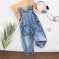 thumbnail image 2 of JAJAHO Kids Denim Bib Overalls Toddler Baby Boy Girl Clothes Adjustable Straps Loose Fit Straight Leg Romper Long Pants One Piece Jumpsuits Versatile Overall, 2 of 7