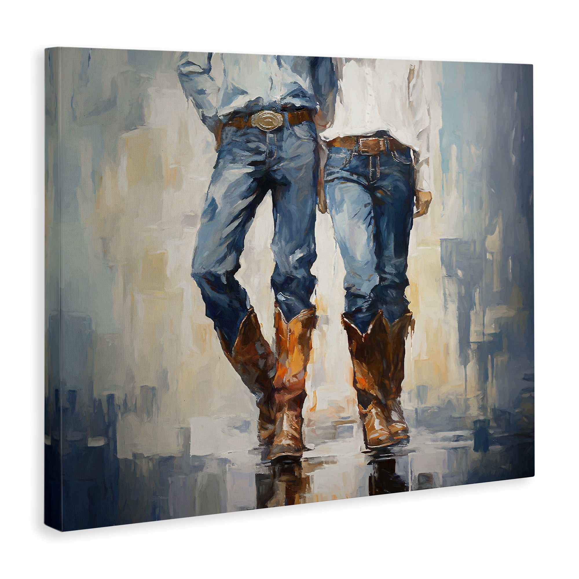 Stupell Industries Cowboy & Cowgirl Couple Novelty Painting Gallery Wrapped Canvas Art Print Wall Art, 48 x 36