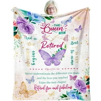 Retirement Gift for Woman Blanket 60"x 50", Retired Gifts for Women 2024, Coworker Leaving Goodbye Gifts for Women, Happy Women's Retirement Gift for Coworker, Best Retiring Teacher Gift Ideas