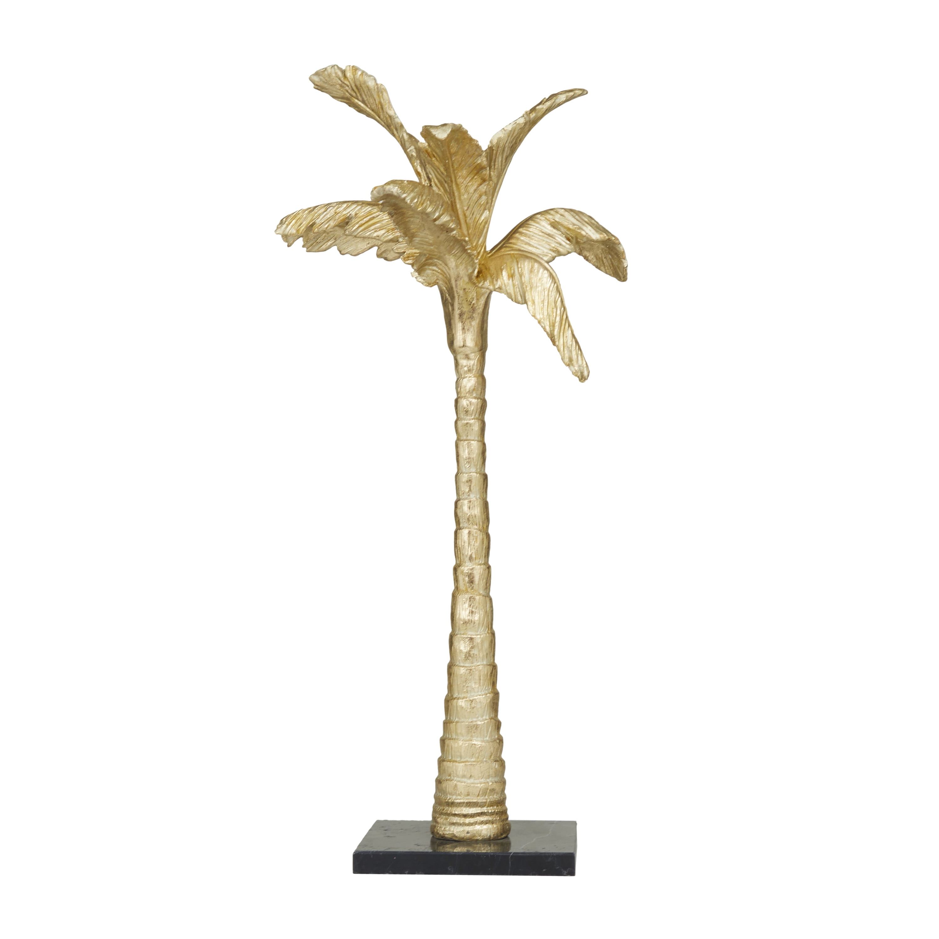 12" x 27" Gold Polystone Palm Tree Sculpture, by DecMode