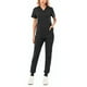 thumbnail image 4 of Uniforme quirúrgico profesional Nikou para mujer sencillo suave transpirable de manga corta cuello en V top y pantalones color negro talla S, 4 of 12