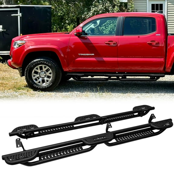 Vijay Running Boards Compatible with 2005-2023 Toyota Tacoma Double/Crew Cab 4-Door Bolt-on Side Steps Rails Steel Nerf Bars