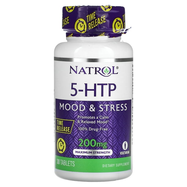 Natrol, 5HTP, Time Release, Maximum Strength, 200 mg, 30 Tablets