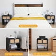 thumbnail image 4 of YOCWO Nightstand with Charging Station for Bedroom, Linen Bedside Table with Drawers, Black, 4 of 7