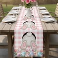 thumbnail image 4 of Easter Bunny Table Runner - 90 Inch Long Colorful Eggs Cute Rabbit Pink White Plaid Cotton and Linen Blended Dress Scarves Farmhouse Table Runner for Kitchen Dining, Coffee Table, 13" x 90", 4 of 8