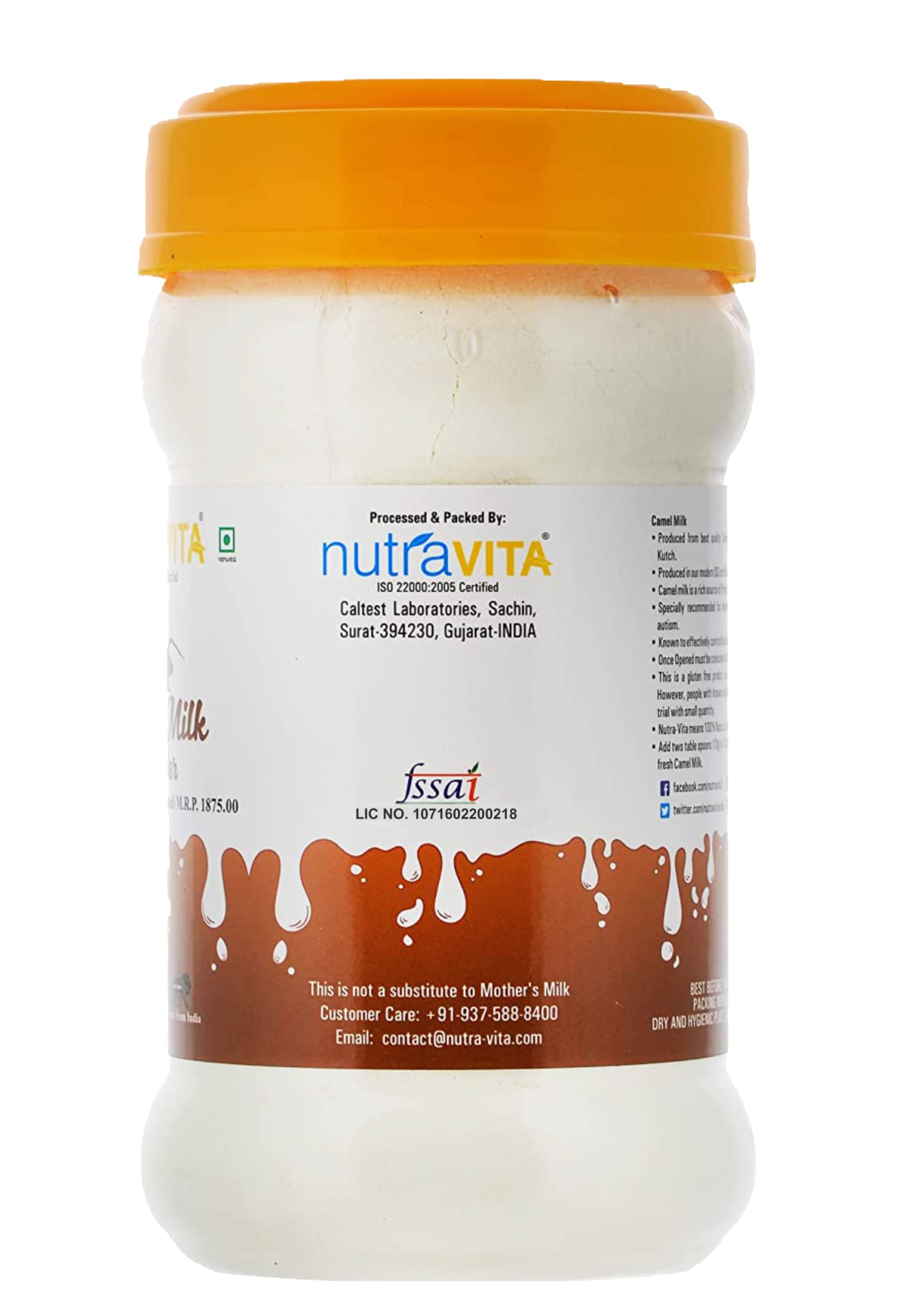 Nutra Vita Camel Milk Powder 250 Grams (Freeze Dried,Gluten Free