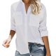 thumbnail image 2 of Camisa con botones de color puro, blusa de manga larga para mujer, camisa con cuello vuelto, blusas con cuello vuelto, rendimiento inigualable, 2 of 6