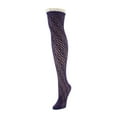 thumbnail image 3 of MeMoi Women's Diamond Open Knit Over The Knee Socks - Womens - Female, One Size, Medium Gray Heather, 3 of 4