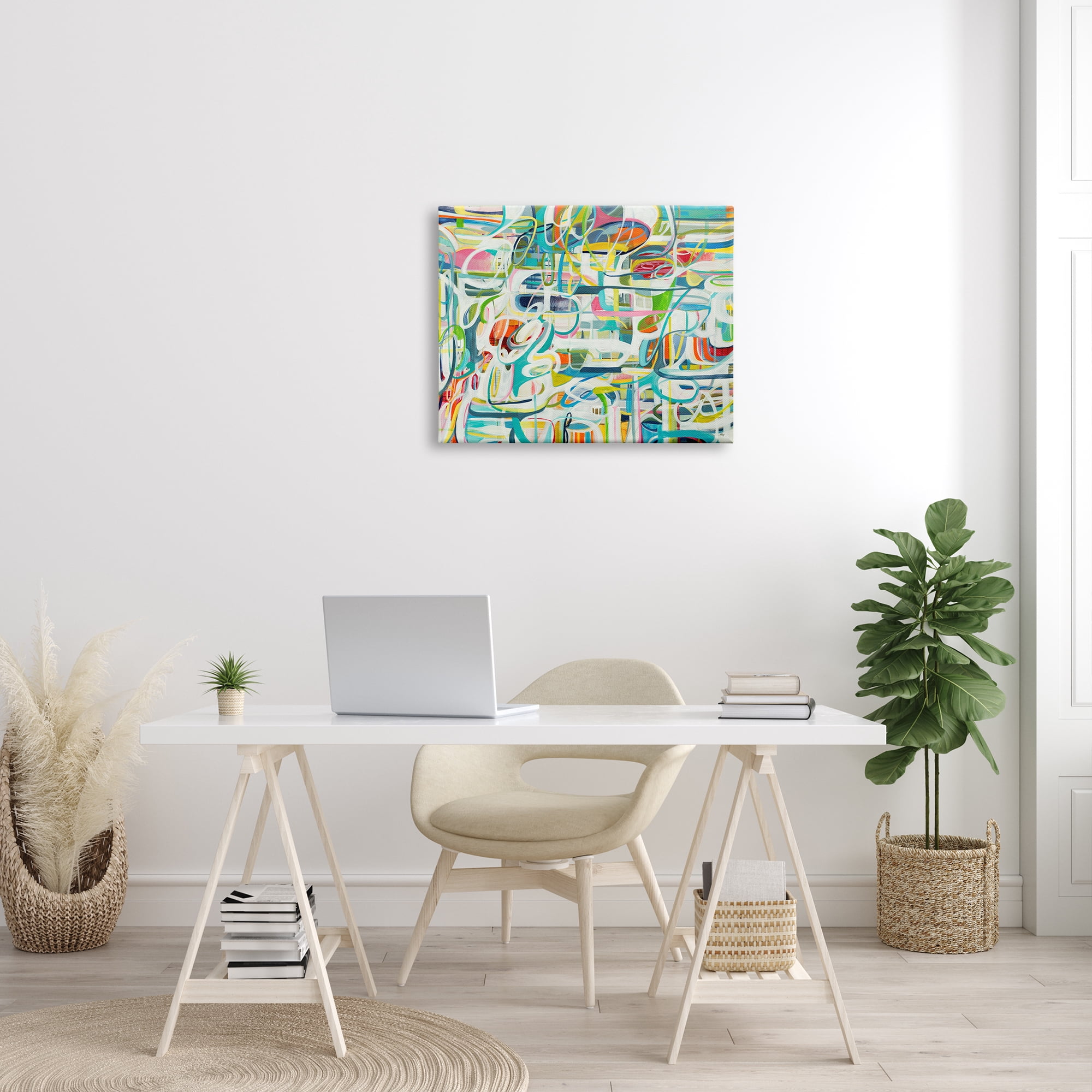 Stupell Industries Curved Line Chaos Lively Blue Green Abstract Movement, 24 x 30, Designed by Lisa Ridgers