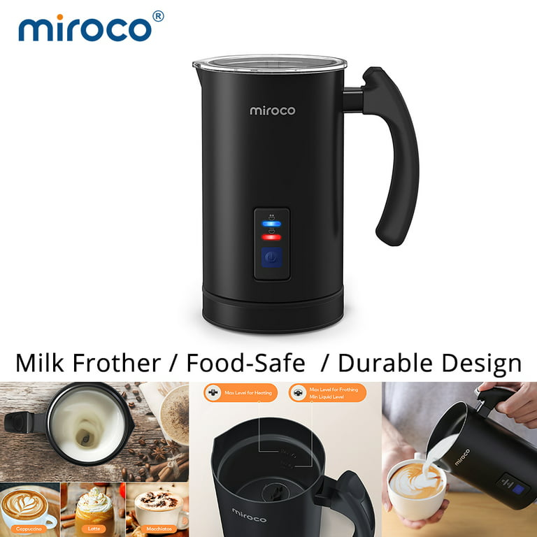 Miroco Milk Frother, Automatic Stainless Steel Milk Steamer with Hot & Cold Milk Functionality, Silver, Size: 6.5 x 4.84 x 6.3