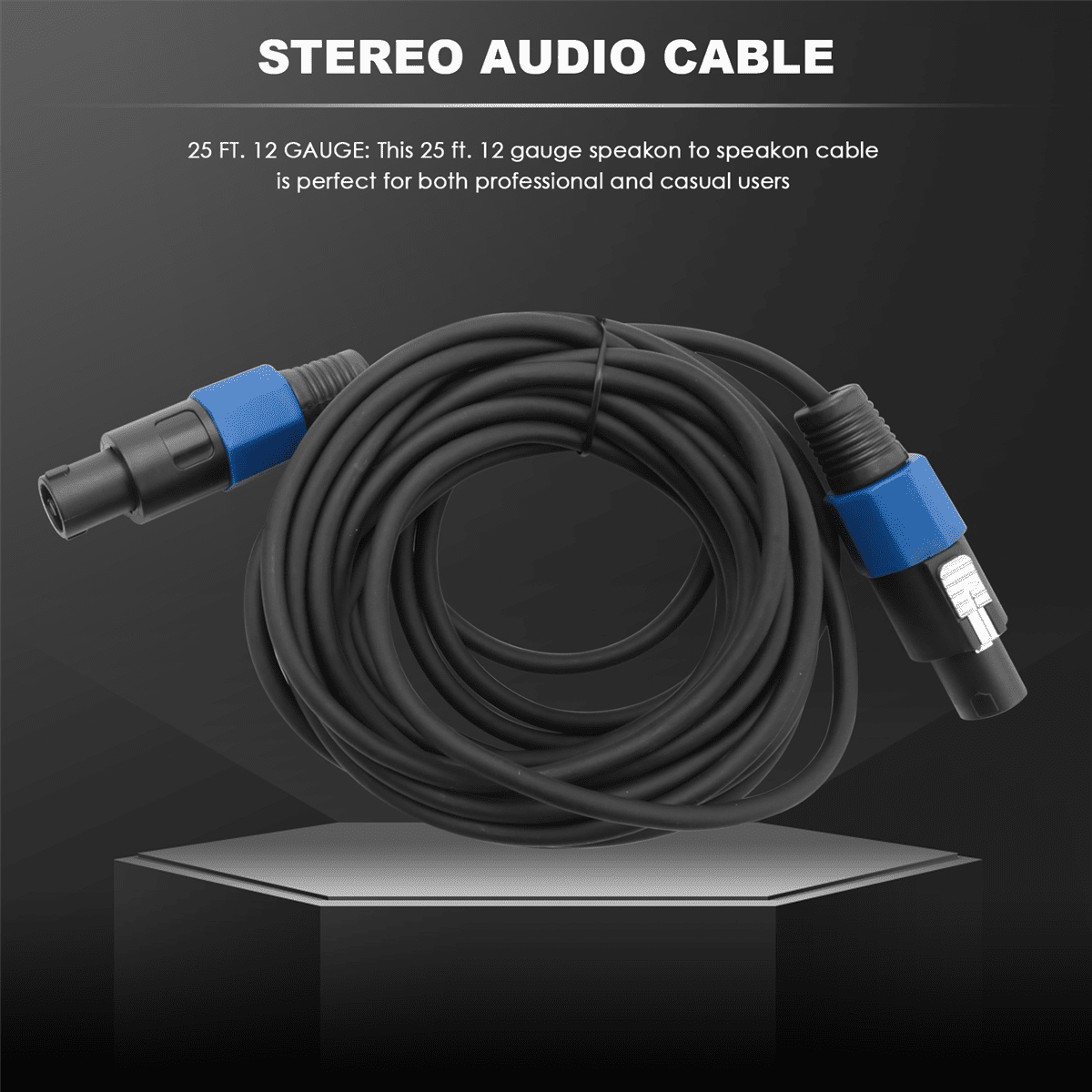 2 Pack 25 Ft Male Speakon to Cables, Professional 12 Gauge AWG Audio Cord DJ Speaker Cable Wire with Twist Lock