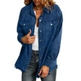 thumbnail image 3 of Fantaslook Denim jackets for Women Oversized Button Up Frayed Hem Shackets Fashion Jean Jacket With Pockets, 3 of 8