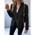 thumbnail image 5 of Women'S Faux Suede Jackets Fashion Fall Clothes Long Sleeve Open Front Cropped Coat Outwear Black S, 5 of 9